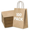 Picture of Gift Bags 8.25"X5.9 "X3.15" 100pcs Brown Paper Bags with Handles,Kraft Paper Bags for Small Business Christmas Bulk Bags, Wedding Party Favor Bags,Shopping Lunch Bags, Halloween Trick-or-Treat (Brown)