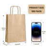 Picture of Gift Bags 8.25"X5.9 "X3.15" 100pcs Brown Paper Bags with Handles,Kraft Paper Bags for Small Business Christmas Bulk Bags, Wedding Party Favor Bags,Shopping Lunch Bags, Halloween Trick-or-Treat (Brown)