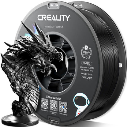 Picture of Official CR PETG 3D Printer Filament 1.75mm 1KG (2.2lbs), High Precision Strong Toughness, Odorless Better Flow Moistureproof 3D Printing Ender Filament (Black)