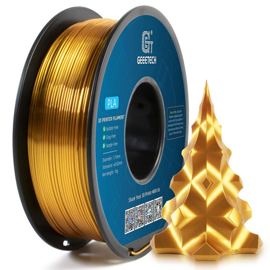 Picture of Geeetech Silk PLA Filament 1.75mm for 3D Printer , Metal-Like Shiny Consumable 1kg (2.2lbs) 1 Spool, Dimensional Accuracy +/- 0.03 mm, Silk Gold