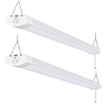 Picture of hykolity 4FT 120W LED Shop Light Linkable, 13000lm(400w Equivalent), 5000K Utility Shop Lights for Garages, Workshops, Basements, Hanging or FlushMount, with Power Cord and Pull Chain, ETL, 2 Pack