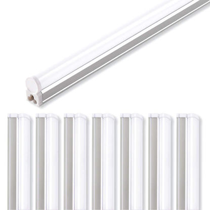 Picture of Barrina LED T5 Integrated Single Fixture, 4FT, 2200lm, 6500K (Super Bright White), 20W, Utility Shop Light, Ceiling and Under Cabinet Light, ETL Listed, Corded Electric with ON/Off Switch, 8 Pack