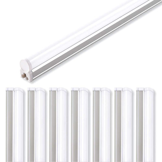 Picture of Barrina LED T5 Integrated Single Fixture, 4FT, 2200lm, 6500K (Super Bright White), 20W, Utility Shop Light, Ceiling and Under Cabinet Light, ETL Listed, Corded Electric with ON/Off Switch, 8 Pack