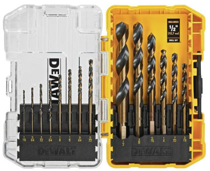 Picture of DEWALT Drill Bit Set, 14-Piece, 135 Degree Split Point, For Plastic, Wood and Metal (DWA1184)
