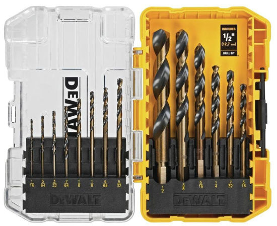Picture of DEWALT Drill Bit Set, 14-Piece, 135 Degree Split Point, For Plastic, Wood and Metal (DWA1184)