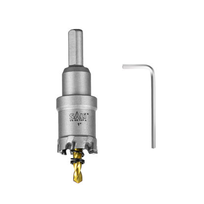 Picture of SALI 1" (26mm) TCT Hole Saw Kit Tungsten Carbide Tipped Hole Saw Drill Bit with Titanium-Plated Pilot Drill bit for Metal, Stainless Steel, Iron, Wood, Plastic
