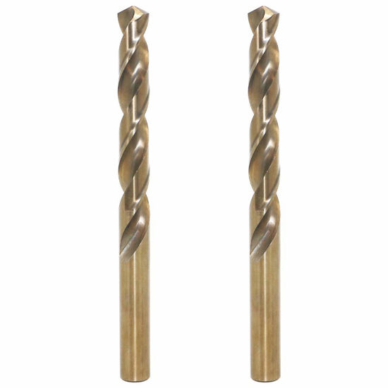 Picture of 5mm Metric M35 Cobalt Steel Extremely Heat Resistant Twist Drill Bit of 2pcs with Straight Shank to Cut Through Hard Metals Such as Stainless Steel and Cast Iron, 5% Cobalt M35 Grade HSS-CO