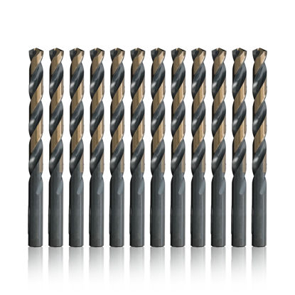 Picture of Drill America - KFD3/16P12 3/16" High Speed Steel Black & Gold KFD Split Point Drill Bit (Pack of 12), KFD Series