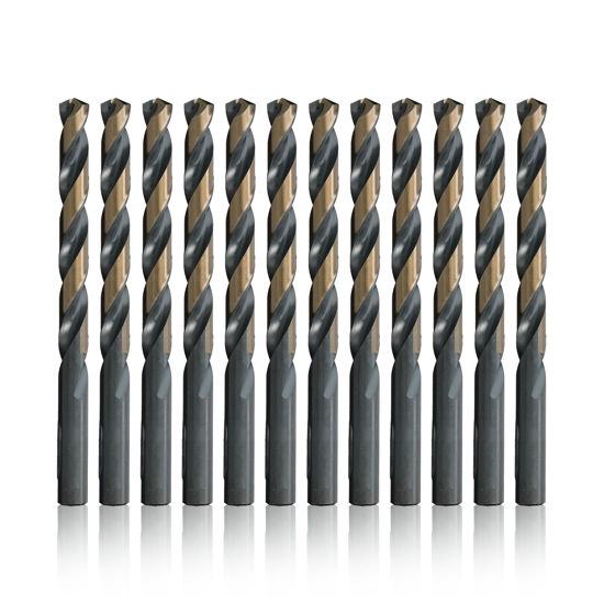 Picture of Drill America - KFD3/16P12 3/16" High Speed Steel Black & Gold KFD Split Point Drill Bit (Pack of 12), KFD Series