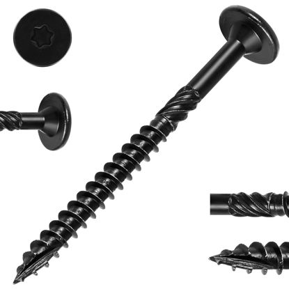 Picture of FMhotu 2-7/8 Inch Heavy-Duty Outdoor Wood Screws Assortment Fastener Kit, 50Pcs Star Drive Deck Screws, Rust Resistant Timber Screws for Timber/Log/Landscaping Wood (#14 x 2-7/8" Black