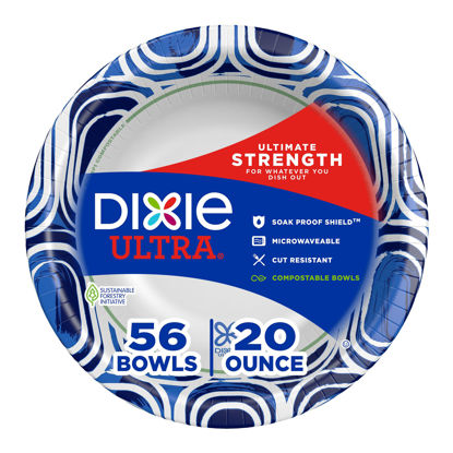 Picture of Dixie Ultra, Large Paper Bowls, 20 Oz, 56 Count, Microwave Safe, Compostable, Disposable Bowls Great For Breakfast, Lunch, And Dinner Meals