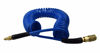 Picture of YOTOO Polyurethane Recoil Air Hose, Air Compressor Hose 1/4" Inner Diameter by 25' Long with Bend Restrictor, 1/4" Industrial Quick Coupler and Plug, Blue