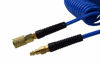 Picture of YOTOO Polyurethane Recoil Air Hose, Air Compressor Hose 1/4" Inner Diameter by 25' Long with Bend Restrictor, 1/4" Industrial Quick Coupler and Plug, Blue