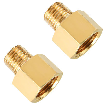 Picture of SUNGATOR 3/8 Inch Female to 1/4 Male Reducer, NPT Brass Pipe Fittings Adapters, 1/4" Male to 3/8" Female NPT Reducer Adapters, Brass Pipe Extension Connectors, Pack of 2