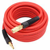 Picture of YOTOO Hybrid Air Hose 3/8-Inch by 50-Feet 300 PSI Heavy Duty, Lightweight, Kink Resistant, All-Weather Flexibility with 1/4-Inch Brass Male Fittings, Bend Restrictors, Red