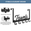 Picture of Azmoncy Over The Door Hooks, Towel Rack Towel Hooks for Bathroom, Towel Holder for Hanging Heavy Duty, Towel Hanger Over Door Hanger with 5 Coat Hooks for Bedroom Bathroom Kitchen, Black