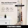 Picture of IMILLET 2 Pack Mop and Broom Holder, Wall Mounted Organizer Mop and Broom Storage Tool Rack with 5 Ball Slots and 6 Hooks (Black)