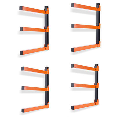 Picture of Ultrawall Wall Mount Wood Organizer and Lumber Storage Metal Rack with 3-Level - Indoor & Outdoor Use, 4 Pack