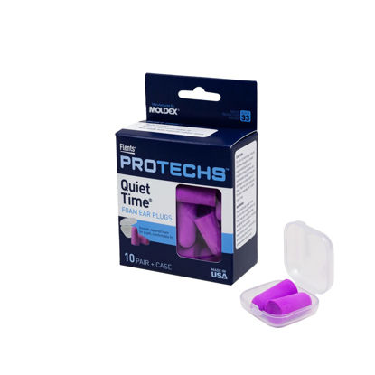 Picture of Flents Foam Ear Plugs, 10 Pair with Case for Sleeping, Snoring, Loud Noise, Traveling, Concerts, Construction, & Studying, NRR 33, Purple, Made in the USA,10 Count (Pack of 1)