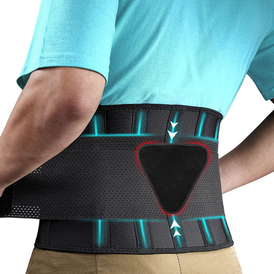 Picture of FEATOL Back Brace Support Belt-Lumbar Support Back Brace for Back Pain, Sciatica, Scoliosis, Herniated Disc Adjustable Support Straps-Lower Back Brace with Removable Lumbar Pad for Men & Women