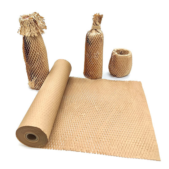 Picture of Honeycomb Packing Paper, 15" x 131' Packing Paper Substitute Alternative for Bubble Cushioning Wrap for Moving Shipping Packaging, Recyclable Moving Supplies Bubble Packing Wrap Protective Roll