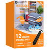 Picture of 12 Pack Vacuum Storage Bags (3 x Jumbo, 3 x Large, 3 x Medium, 3 x Small), Space Saver Sealer Compression Bags with Travel Hand Pump for Blankets, Comforters, Pillows, Clothes Storage