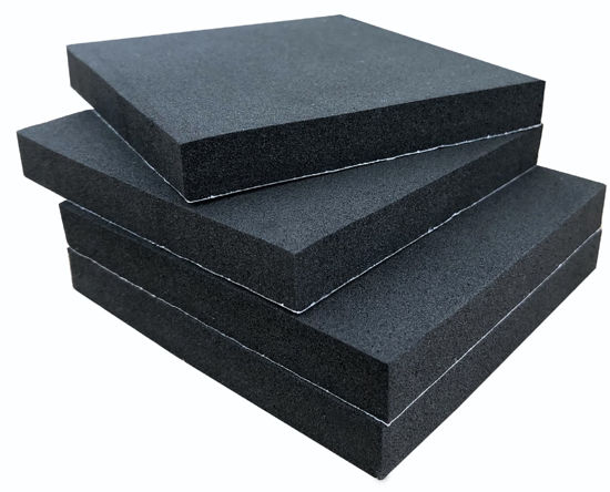 Picture of Adhesive Foam Padding, 4 Pieces Neoprene Foam Anti Vibration Pads High Density Closed Cell Foam Sheet, Insulation Soundproofing Black (4" x 4" x 3/4", 4 Pcs)