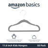 Picture of Amazon Basics Kids Velvet, Non-Slip Clothes Hangers for Infant and Toddler, 11.6 Inches (for baby clothes), Pack of 50, Gray