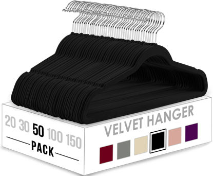 Picture of Utopia Home Velvet Hangers 50 Pack - Non-Slip Clothes Hangers - Black Hangers - Suit Hangers with 360 Degree Rotatable Hook - Heavy Duty Coat Hangers - Pants Hangers