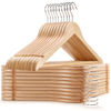 Picture of Amber Home 30 Pack Wooden Coat Hangers, Natural Wood Suit Hangers with Non Slip Pant Bar, Clothes Hangers for Shirts, Jackets, Dress, Pant (Natural, 30)