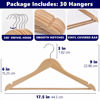 Picture of Amber Home 30 Pack Wooden Coat Hangers, Natural Wood Suit Hangers with Non Slip Pant Bar, Clothes Hangers for Shirts, Jackets, Dress, Pant (Natural, 30)