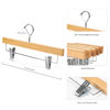 Picture of Nature Smile Solid Lotus Wood Deluxe Wooden Pants Hangers Bottom Hanger Jeans Hanger Skirt Hanger with 2-Adjustable Clips Anti-Rust Hook Pack of 10 (Natural)