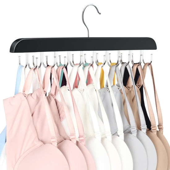 Picture of Resovo Bra Hanger for Closet, Tank Top Hanger 20 Hooks Capacity Foldable Wood Space Saving Hanger Closet Organizers and Storage for Dorm & Apartment for Tank Top, Bra, Scarf etc.