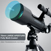 Picture of Telescope 70mm Aperture 500mm - for Kids & Adults Astronomical Refracting Telescopes AZ Mount Fully Multi-Coated Optics, with Diagonal Mirror Phone Adapter, Carrying Bag, Wireless Remote Black