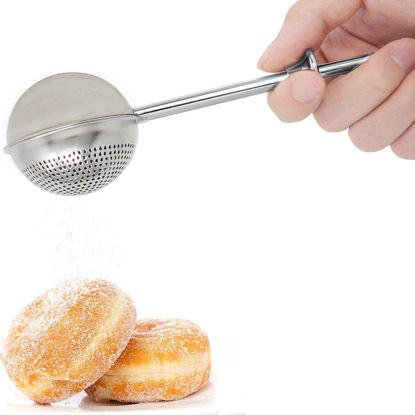 Picture of HULISEN Flour Duster for Baking, One-Handed Operation, 304 Stainless Steel Powdered Sugar Shaker Duster, Pick Up and Dust Flour Sifter, Gift Package