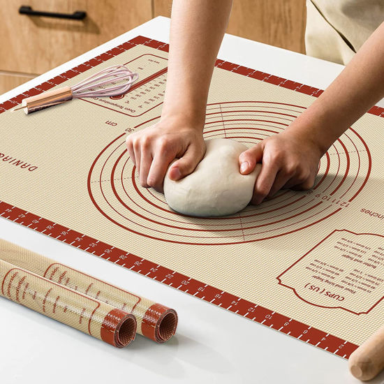 Picture of 26x16 Inch Extra Thick Silicone Baking Mat with Measurements, Non-slip and Reusable - For Cookies, Bread, Pastry