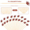 Picture of Crafterlife 100pcs Football Cocktail Picks Decorative Toothpicks Fruit Sandwich Skewers Dessert Sticks for Rugby Ball Super Bowl League Sports Catered Events Decorations Party Supplies