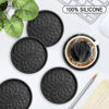 Picture of ME.FAN Silicone Coasters [6 Pack] Coasters with Holder - Drinking Coasters - Cup Mat for Drinks - Live for Hot or Cold Drink Thickened, Non-Slip, Non-Stick, Deep Tray Black