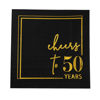 Picture of Cheers to Years Cocktail Napkins - 50PK - 3-Ply Birthday Napkins 5x5 Inches Disposable Party Napkins Paper Beverage Napkins for Birthday Decorations Wedding Anniversary Black and Gold (50 Years)