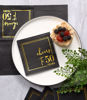 Picture of Cheers to Years Cocktail Napkins - 50PK - 3-Ply Birthday Napkins 5x5 Inches Disposable Party Napkins Paper Beverage Napkins for Birthday Decorations Wedding Anniversary Black and Gold (50 Years)