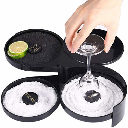 Picture of 1 Pack 3 Tier Bar Glass Rimmer for Margarita and Cocktail, Bartender Tool,Salt Box Spice Container