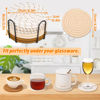 Picture of Mckanti 8 Pcs Drink Coasters with Holder, Minimalist Cotton Woven 4 Colors Absorbent Coaster Set for Home Decor Tabletop Protection Suitable for Kinds of Cups, 4.3 Inches.(NO.2)
