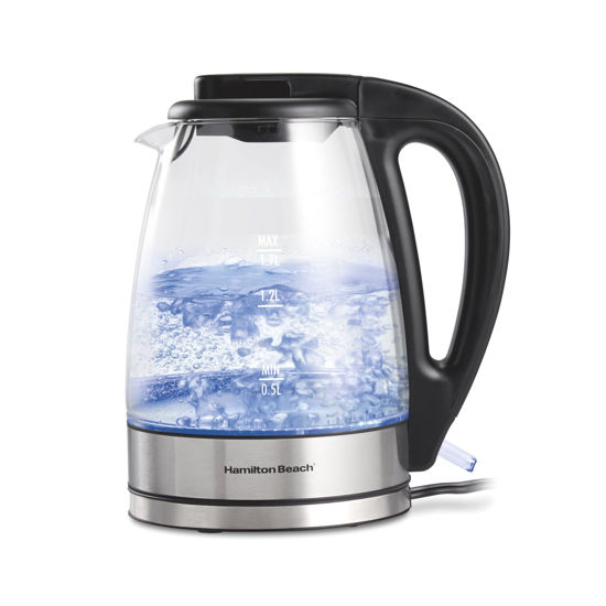 Picture of Hamilton Beach 1.7L Electric Kettle, Water Boiler & Heater, LED Indicator, Built-In Mesh Filter, Auto-Shutoff & Boil-Dry Protection, Cordless Serving, Clear Glass (40864)
