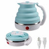 Picture of Travel Foldable Electric Kettle, Collapsible Food Grade Silicone Small Kettle Boiling water,Dual Voltage（600ml,110-220V US Plug） (Blue)