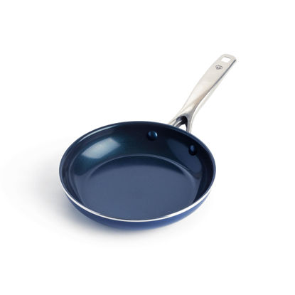 Picture of Blue Diamond Frying Pan 8” Skillet, Diamond Infused Healthy Ceramic Nonstick, PFAS and PFOA-Free, Dishwasher and Oven Safe, Even Heating, Metal Utensil Safe, Warp Control Base, Blue