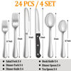Picture of 24 Pcs Silverware Set with Steak Knives Service for 4,Stainless Steel Flatware Set,Mirror Polished Cutlery Utensil Set,Home Kitchen Eating Tableware Set,Include Fork Knife Spoon Set,Dishwasher Safe