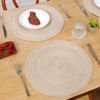 Picture of SHACOS 15 inch Round Braided Placemats Set of 6 Non Slip Heat Resistant Round Table Mats Washable Place Mats for Dinner Party Table Decoration (Beige, 6)