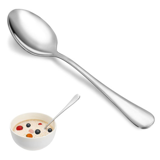Picture of Dinner Spoon Set,16 Pcs 7.3" Tablespoons,Premium Food Grade 18/10 Stainless Steel Spoons,Durable Metal Spoons,Tablespoon,Silverware Spoons Only,Mirror Finish & Dishwasher Safe,Use for Home,Restaurant