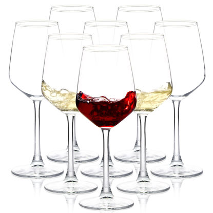 Picture of Long Stem Wine Glasses Set of 8, 12oz Clear Red/White for Party, Wedding and Home