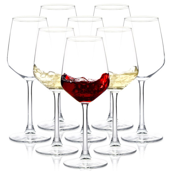 Picture of Long Stem Wine Glasses Set of 8, 12oz Clear Red/White for Party, Wedding and Home